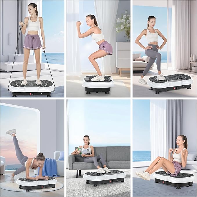 Bigzzia Vibration Plate Exercise Machine for Weight Loss – 100-Speed Platform with Remote & Resistance Bands, 450 lbs Capacity – Quiet Full Body Workout for Lymphatic Drainage at Home