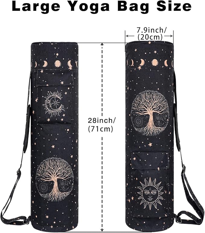Yoga Mat Bag Full-Zipper Yoga Mat Carrier with Extra Wide Adjustable Strap 2 Multi-Functional Storage Cargo Pocket Stylish & Functional Yoga Bag Pilates Bag for Women & Men
