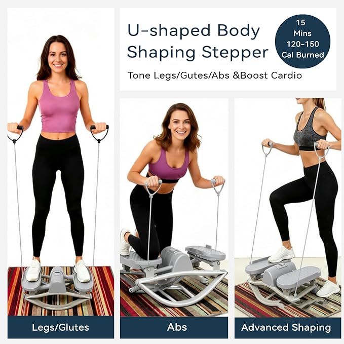 Rock Stepper Side to Side – Lateral Stepper & Glute Trainer with Resistance Bands, Low Impact Side to Side Stepper for Home Exercise, Quiet Step Rocker Machine No Assembly 250LBS