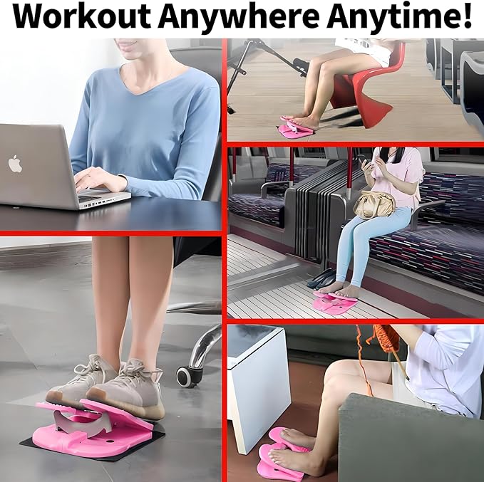 Mini Foldable Leg Exerciser | Portable Foot Pedal Exercise Machine | Under Desk Stepper for Leg Muscle Training, Leg Circulation & Home Office Use