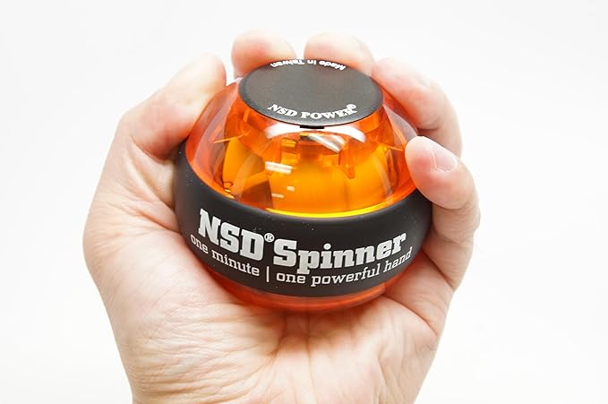 NSD Essential Crystal Spinner Gyro Ball | Grip Strengthener for Forearms, Wrist & Hands | String Start Design, Up to 18,000 RPM | Portable Wrist Trainer & Workout Equipment | Ideal for Desk Workers, Athletes & Musicians