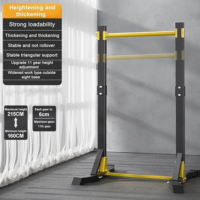 Pull Up Station,Pull Up Bar Free Standing 11 Gears Adjustment Portable Pullup Bar Station,Multi-Function Strength Training Pull Up Dip Station Pull Up Tower 400LBS for Home Gym