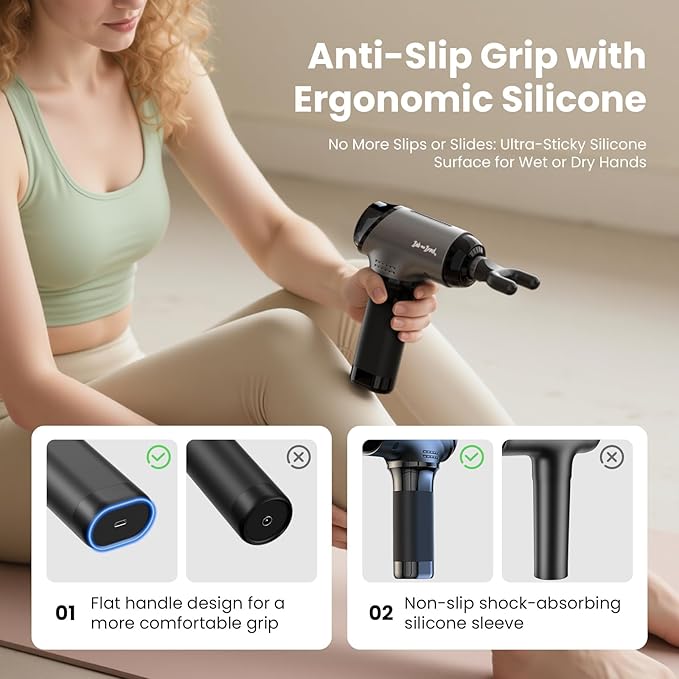 BOB AND BRAD T2 Massage Gun, Deep Tissue Percussion Muscle Massage Gun for Back and Neck, Upgraded 4000 mah Battery, HSA Handheld Electric Back Massager for Athletes Pain Relief FSA Eligible