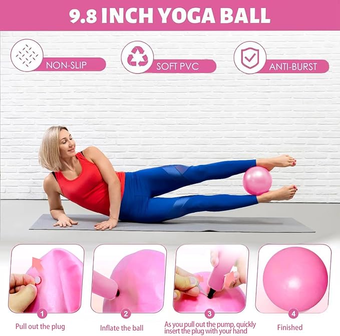Pilates Essential Kit 12-Piece - Complete Home Pilates Kit for Women with 12.6”Magic Circle, Resistance Bands, 9.8” Yoga Ball & Foam Roller for Body Workout Equipment for Home Gym & Studio
