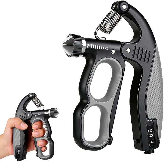 Hand Gripper Strengthener, 11-220LBs Adjustable Resistance Grip Strength Trainer with Counter, Forearm Exerciser for Injury Recovery and Muscle Building