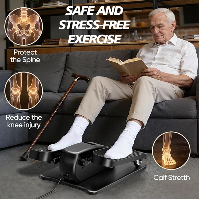 Under Desk Elliptical Machine for Senior Mini Elliptical Leg Exerciser with Remote Quiet Portable Electric Seated Foot Pedal Exerciser for Home Office
