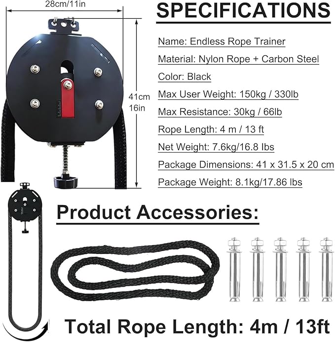 Pulley Trainer, Portable Cable Pulley System with Adjustable Resistance, Suspension Fitness Training Equipment for Physical Training