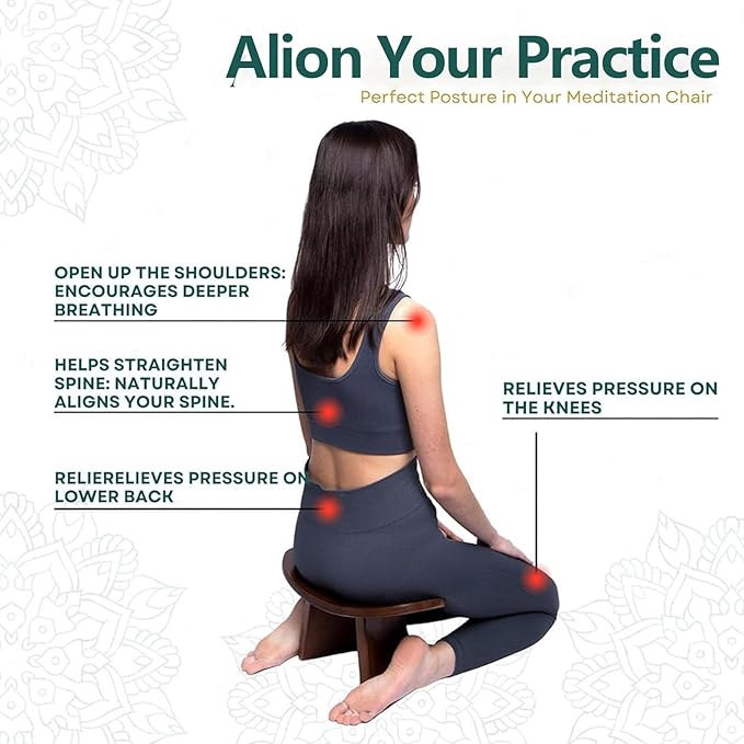 Meditation Bench, Wooden Kneeling Stool, Portable Yoga Auxiliary Stool,Multifunctional Ergonomic Seat with Travel Bag, Detachable Comfort Chair for Yoga, Prayer, Meditation(Large)