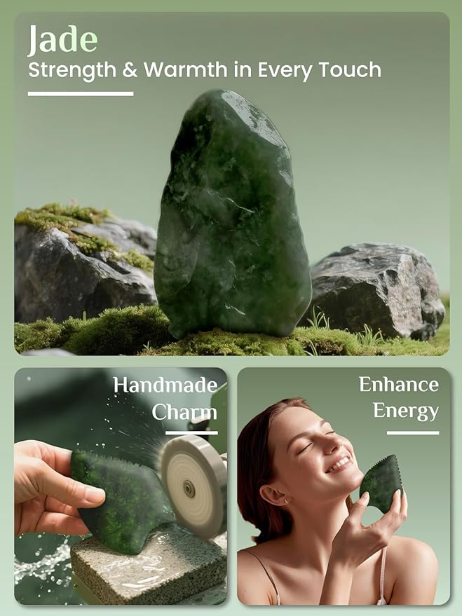 Gua Sha Facial Tool: Jade Stone Face Gua-Sha Tools, Natural Xiuyu Stones Full Body Massage Tool for Neck/Shoulder/Back/Leg