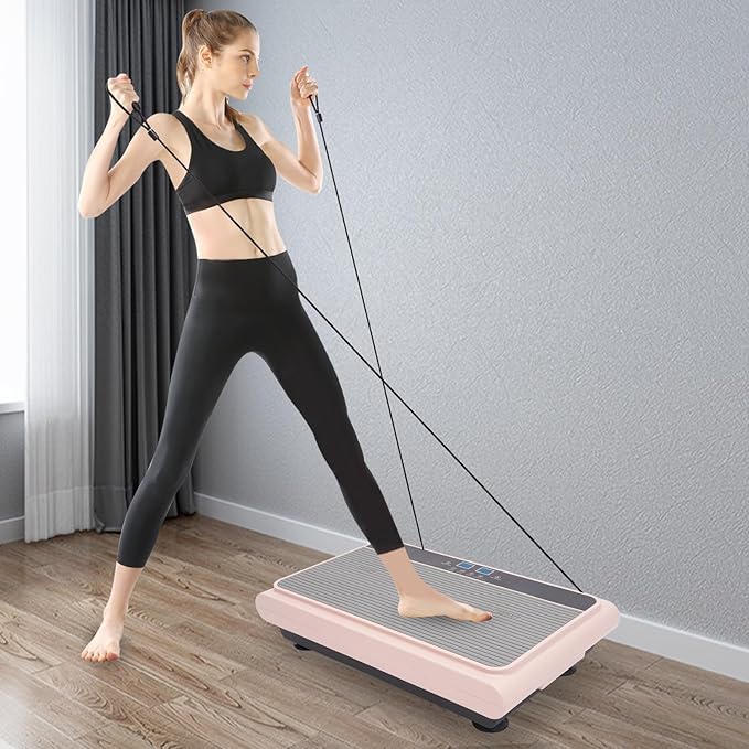 Vibration Plate Exercise Machine for Weight Loss, Floor Standing Whole Body Workout Vibration Fitness Platform, Automatic Travel Workout Home Training Equipment for Toning