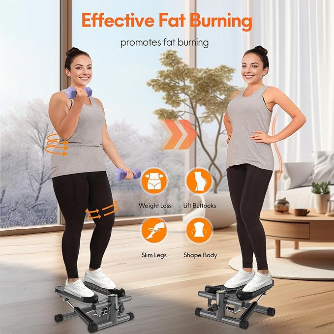 Steppers for Exercise at Home, Mini Stpper with Resistance Bands, 331lbs Load Capacity Stair Stepper for Home, Portable Great Workout Exercise Equipment Stepper for Home Gym Office Travel