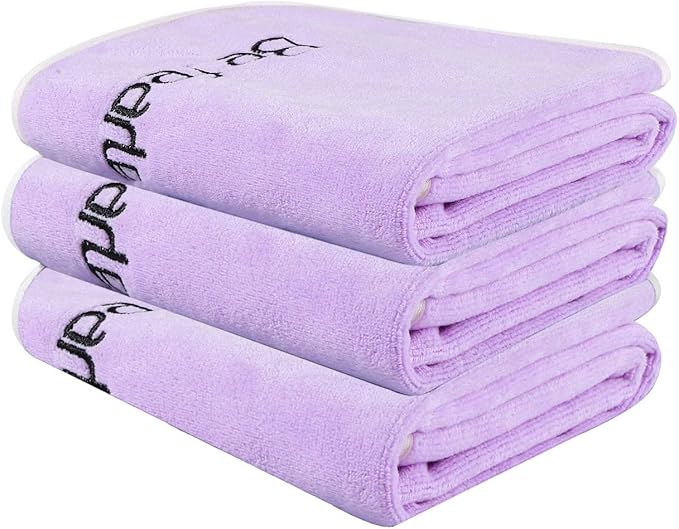 BOBOR 3-Pack 14 x 29 Inch Gym Towels for Women Sweat, Workout Sweat Towel for Men Gym, Super Absorbent, Fast Drying Fitness Exercise Towels for Sweat, Soft Microfiber (Purple 3 Pack, 14" x 29")