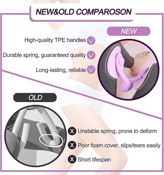 Pelvic Floor Exercise Devices, Inner Thigh Kegel Exerciser, Kegel Trainer for Postpartum Rehabilitation, Exerciser of Thigh at Home, Hip Under Desk Exercise Men Women with Band