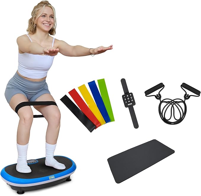 Fitvids Vibration Plate Exercise Machine Workout Vibration Fitness Platform with Resistance Loops and Resistance Band,Various Sizes