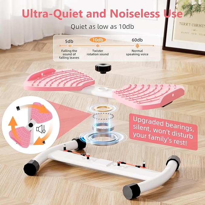Waist Twister, Ultra-Quiet Ab Twister Machine with 330 lbs Weight Capacity Pilates Board for Women Belly Fat Loss, Noiseless Core Ab Exercise