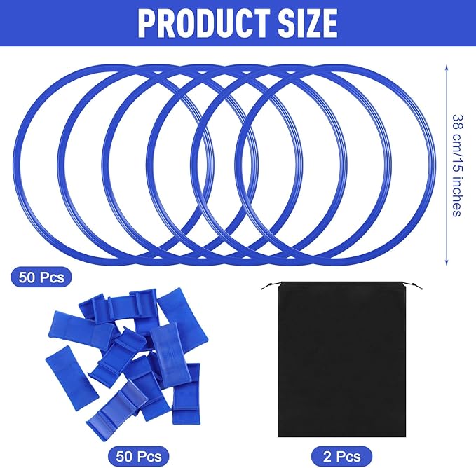 Shappy 50 Pcs Agility Rings with Storage Bags 15 Inch Agility Exercise Rings Training Hoops Plastic Speed Jumping Hoops for Gymnastics Sports Soccer Football Practice Games