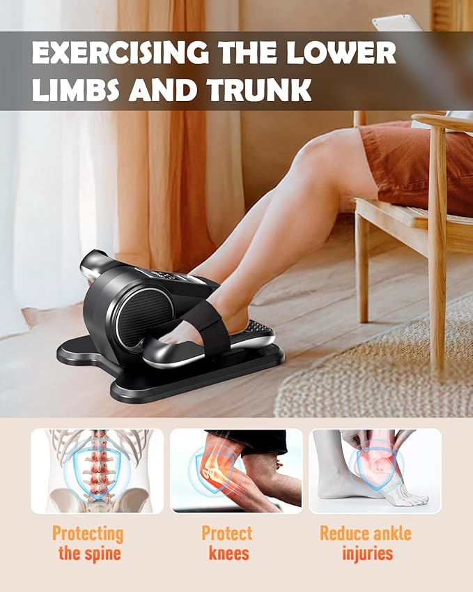 Under Desk Machine, Electric Elliptical Leg Exerciser for Senior, 13 Adjustable Speeds Quiet and Portable Seated Pedal Exerciser for Training with Remote Control