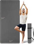 Extra Long & Wide Thick Yoga Mat for Tall Men & Women, 84'' x 32'' x 7mm Oversized Yoga Mat Double-Sided Non Slip, Pro TPE Yoga Mats with Strap