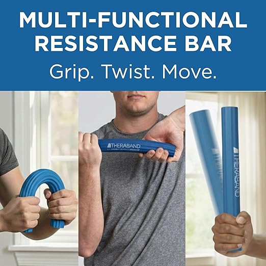 THERABAND FlexBar, Tennis Elbow Therapy Bar, Relieve Tendonitis Pain & Improve Grip Strength, Resistance Bar for Golfers Elbow & Tendinitis, Blue, Heavy, Advanced