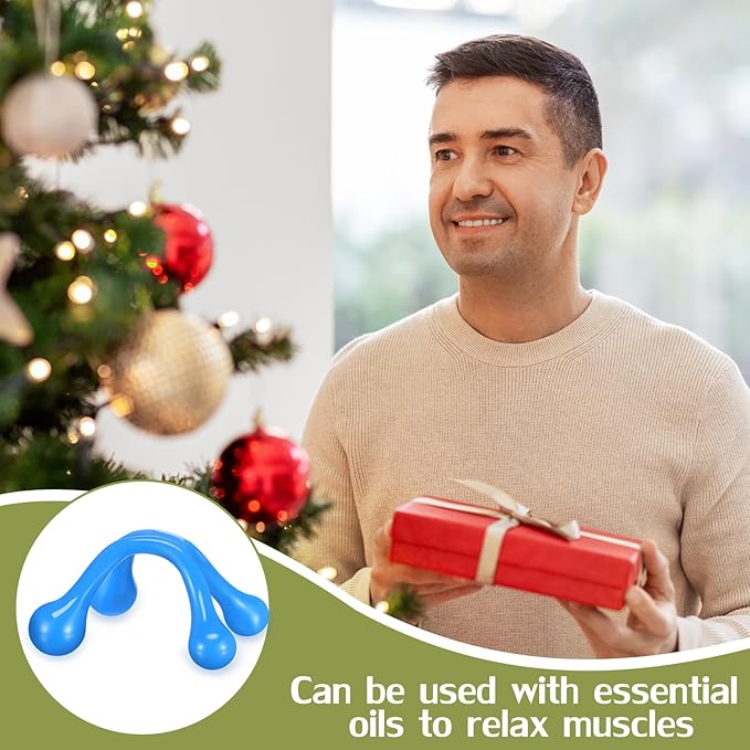 Liliful 9 Pcs 4 Point Massage Tools Christmas Gift Office Gift Small Hook Massager Handheld Palm Shaped Manual Back and Neck Massager Tools 4 Legged Hand Held Massager(Blue)