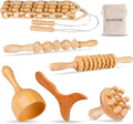 Wood Therapy Massage Tools 6-in-1 Lymphatic Drainage Massager Maderoterapia Kit,Wooden Massager Body Sculpting Tools,Wooden Gua Sha Kits,Body Contouring and Shaping