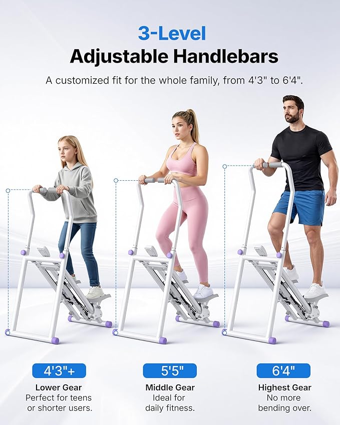 MERACH Stair Stepper for Home Gym Exercise, New Version Stairmaster for Full-Body Workout, Compact Folding Stair Climber with Extended Step Range, Adjustable Handlebar/Pedal