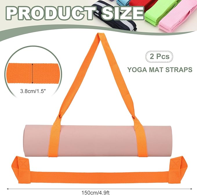 Yoga Mat Straps for Carrying, Adjustable Exercise Mat Sling Holder Multi Purpose Mats Carrier