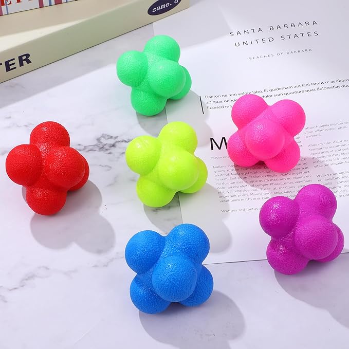 6 Pcs Hexagonal Reaction Balls Agility Fitness Reaction Training Balls for Goalkeeper Reflex Speed Coordination in Soccer and Sports Exercise