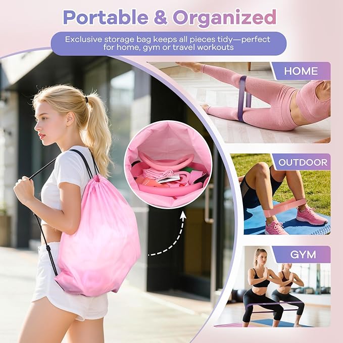 at Home Pilates Kit, 14PCS Workout Pilates Equipment for Women, Pilates Set with Pilates Ring and Ball Set, Resistance Bands, Pilates Essentials Kit for Women, Beginners at Gym, Outdoor