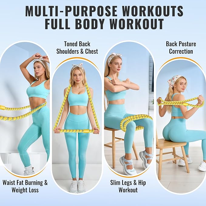 Soft Hula Hoop for Adults 3.3lb Weighted Hula Hoops for Women Weight Loss Pilates Equipment Infinity Hoop Soft Spring Weighted Hoop for Adults Women Beginners Kids Home Travel Gym