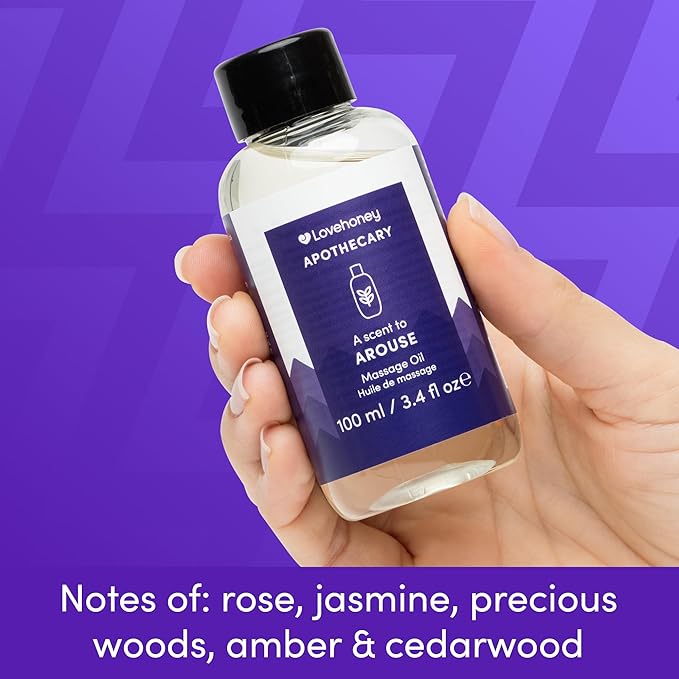Lovehoney Apothecary Arouse Massage Oil 100ml - Sensual Massage Gel for Couple - Relaxing Body Massage Oil with Rose, Jasmine & Cedarwood Notes - Vegan Friendly
