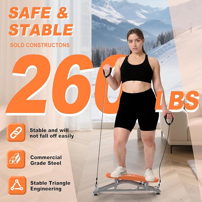 Balancing Machine for Full Body Workout，Simulated Ski Full Body Cardio Workout Equipment，Sliding Ski Simulator with Resistance Bands，Portable Twist Balance Trainer Featuring LCD Display