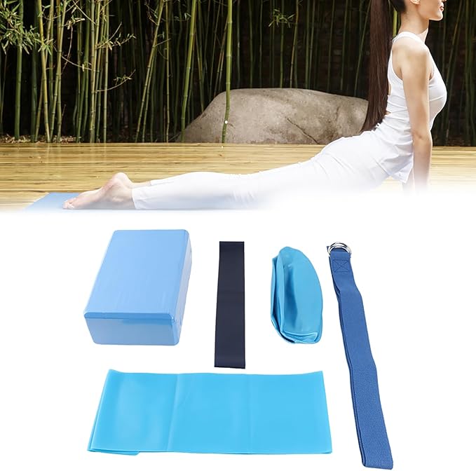 Yoga Equipment Set, 5PCS / Set Yoga Block Stretch Belt Latex Towel Resistance Loop Pilates Ball Fitness Starter Kit for Daily Practice Training Activities