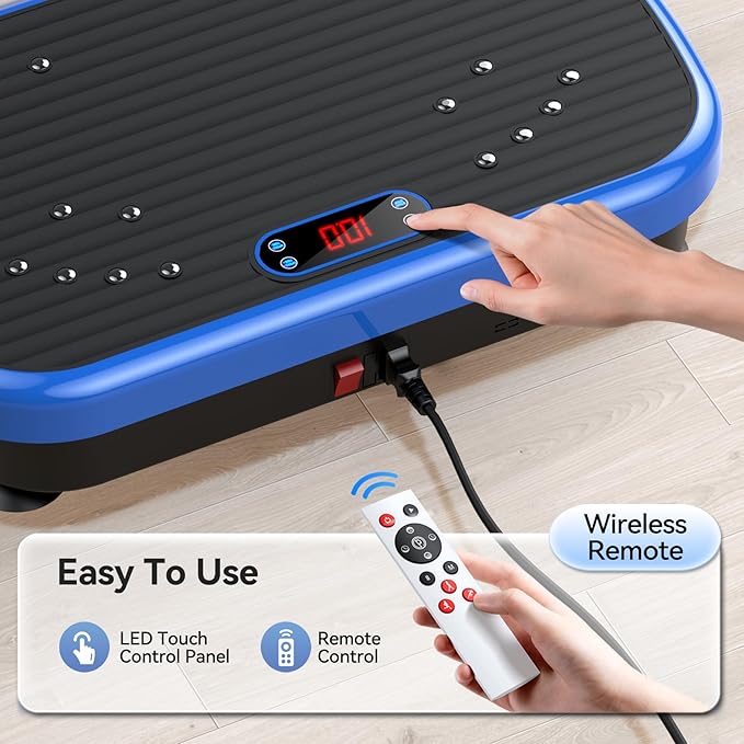 Vibration Plate Exercise Machine Weight Loss, Whole Body Vibration Plate for Lymphatic Drainage, 180 Adjustable Speeds Vibrating Plate Fitness Platform for Women Men