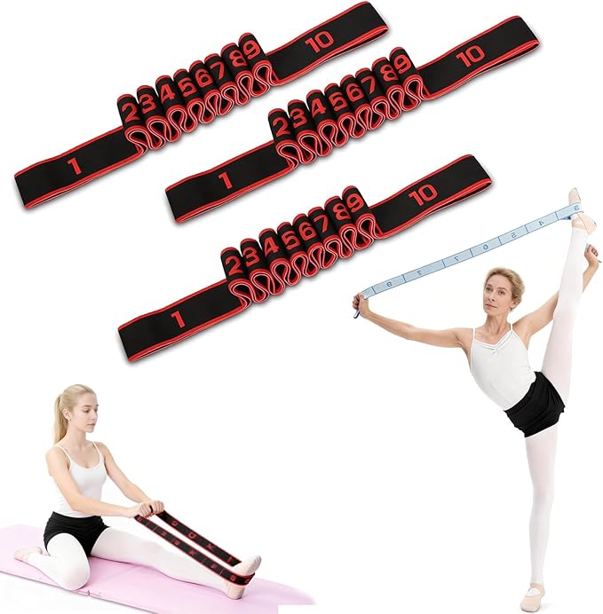 Fitness Resistance Band for Stretching & Yoga, 8/10/12-Section Stretch Band with Clear Markings, Elastic Training Band for Pilates, Yoga, Fitness & Stretching Exercises