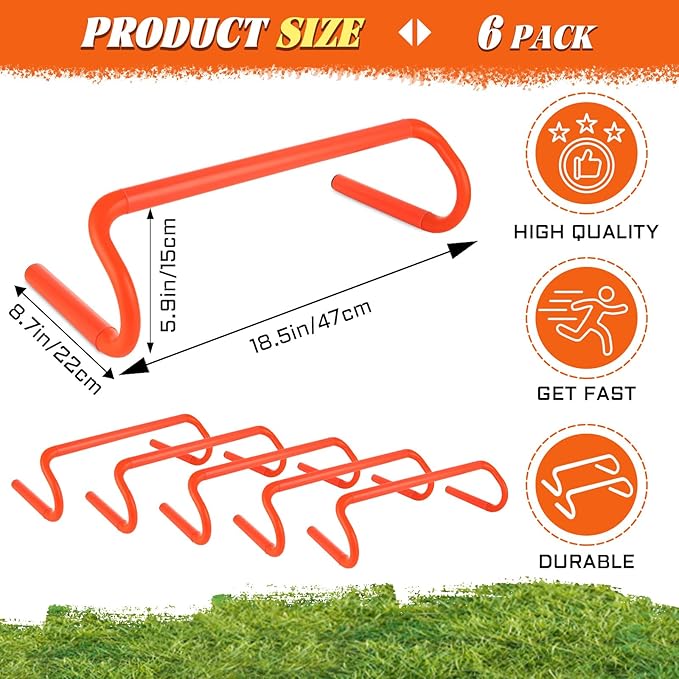 6 Pack 6'' Speed Agility Training Hurdles - Detachable Agility Training Hurdles, Speed Training Agility Hurdles, Speed and Agility Training Equipment for Athletes, Soccer, Basketball Training