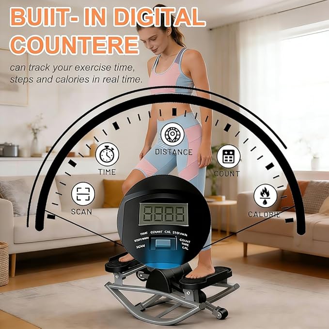Rock Stepper Side to Side Low-Impact Rocking Stepper for Home Exercise Compact Side Stepper with Resistance Bands Quiet Lateral Exercise Machine for Full Body Workout