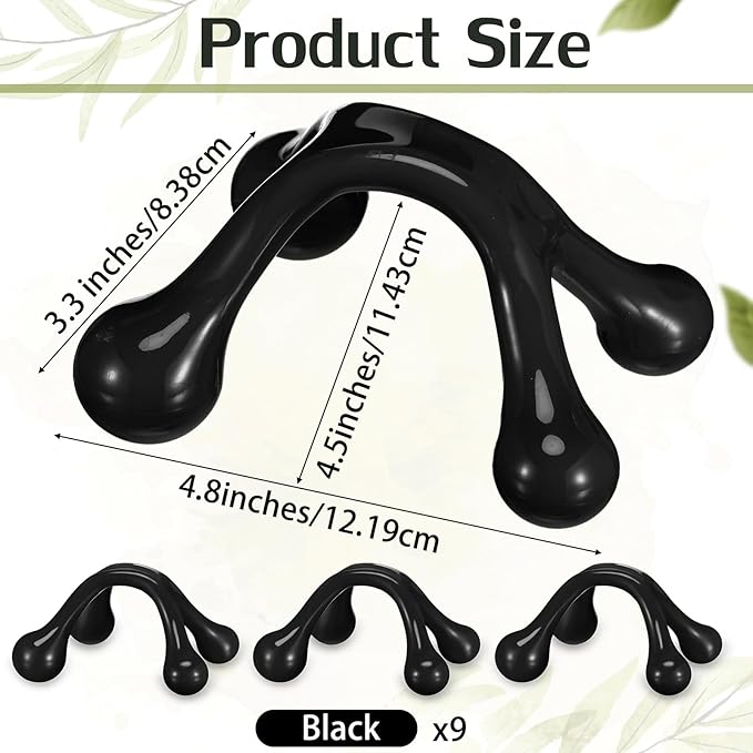 TrelaCo 50 Pack Four Point Massage Tools Christmas for Employees Gift White Elephant Gift 4 Legged Massage Knobs Portable Palm Shaped Manual Back Massager Handheld(Black)