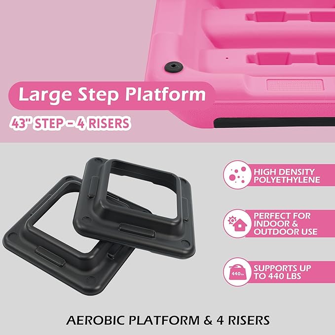 Step Aerobic Platform, Exercise Step with levels Adjustable Height, Stackable Risers, Fitness Training Workout Stepper for Home Gym, Cardio Strength, Multiple Size & Color