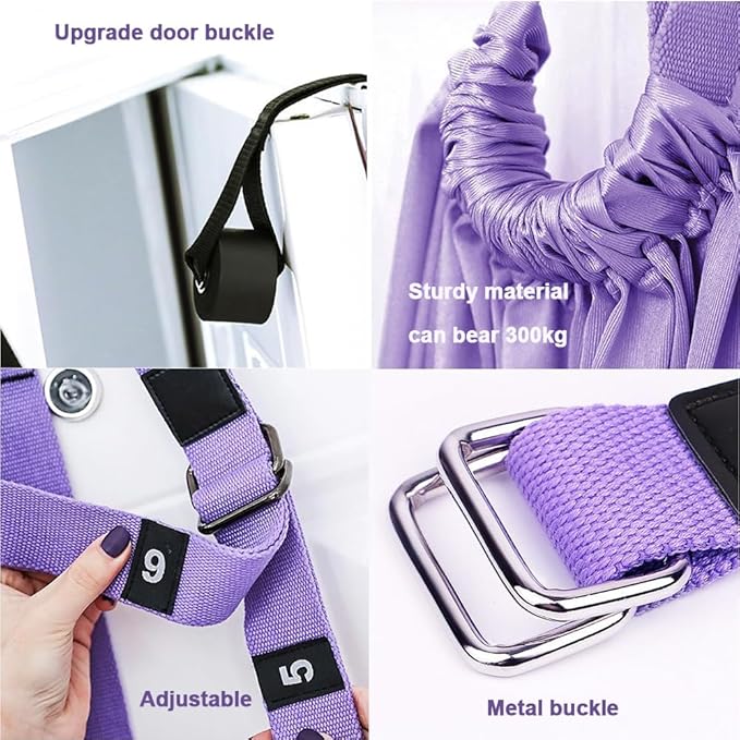 Leg Stretcher Strap - Yoga Stretching Strap,Yoga Door Swing,Backbend Training Rope with Door Anchor, Flexibility Trainer Stretching Equipment Assist Stretch Strap for Fitness Gymnastics Dance Aerial Ballet (purple)