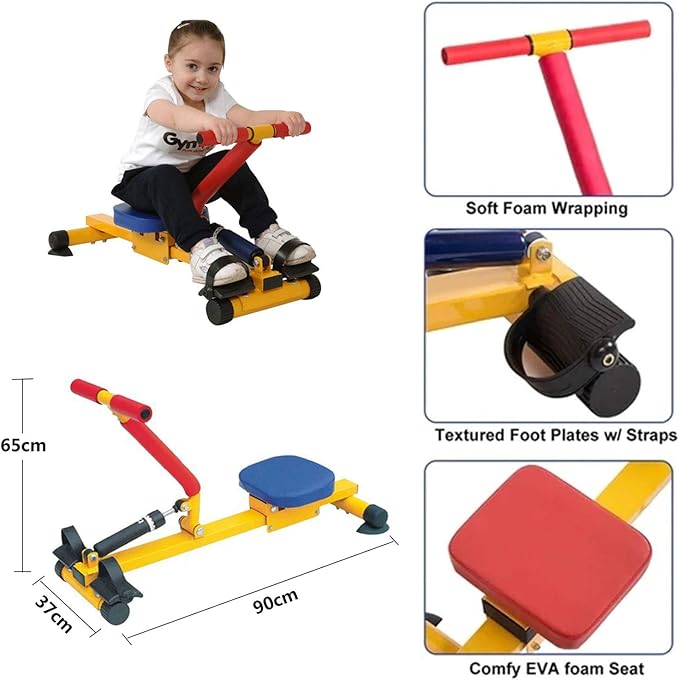 Rowing Machines for Kid, Home Rower Multi-Gym Monorail Hydraulic Resistance, for Boys and Girls