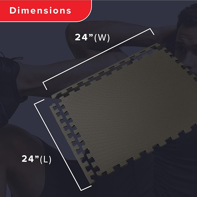 We Sell Mats 3/8" Thick Multipurpose EVA Foam Exercise Floor Mat, Interlocking Tiles, Anti-Fatigue for Home or Gym