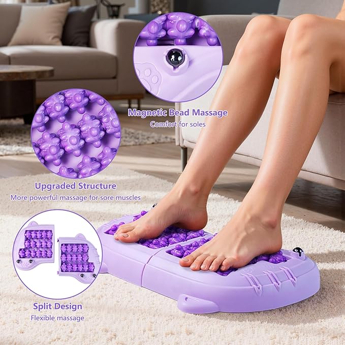 Foot Roller Massager for Plantar Fasciitis Pain Relief, Large Size Under Desk Feet Massage, Manual Acupressure Tool, Eases Pain & Cold Feet, Boosts Circulation, Split Portable & Washable