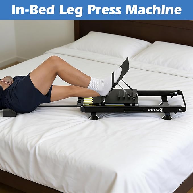 2026 New in-Bed Leg Press Machine for Rehab, Adjustable Low-Impact Leg Strength Trainer, Leg Exercise Equipment with Lumbar Pillow and 4 Bottom Suction Cups, 6 Resistance Levels up to 100 lb