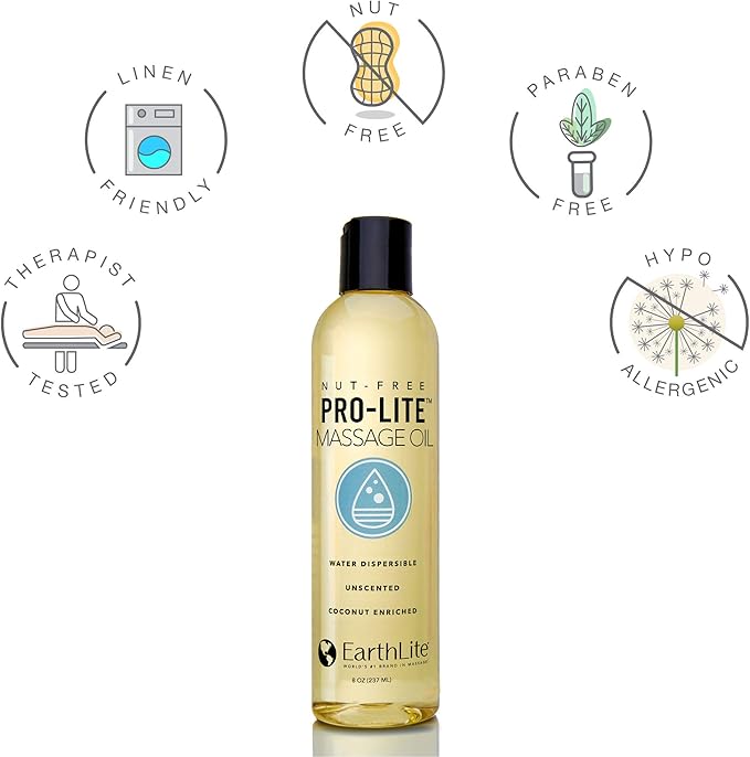 EARTHLITE Massage Oil PRO-LITE – Plant-Based, Nut-Free, Unscented, High Performing