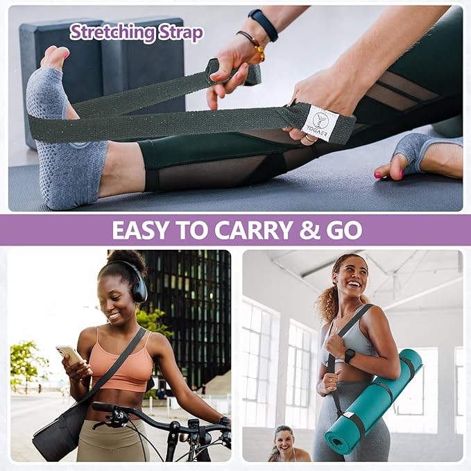 YOGAER Yoga Mat Carrier Strap, Adjustable Thick Straps Sling for Carrying Large Mats, Stretching Band