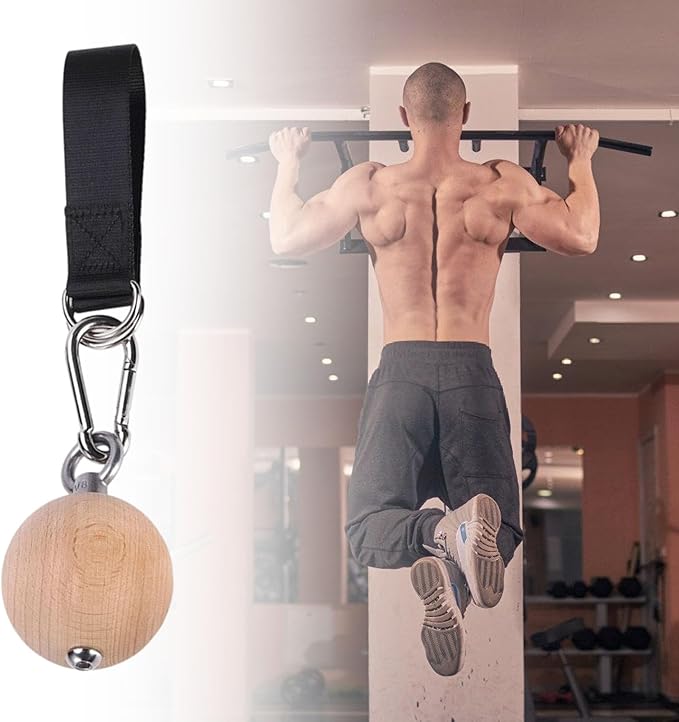 Professional Wood Pull Up Handle Hand Grip with Strap Power Balls Strengths Training Attachments Climbing Ball Grip Ball Arm Muscles Barbells