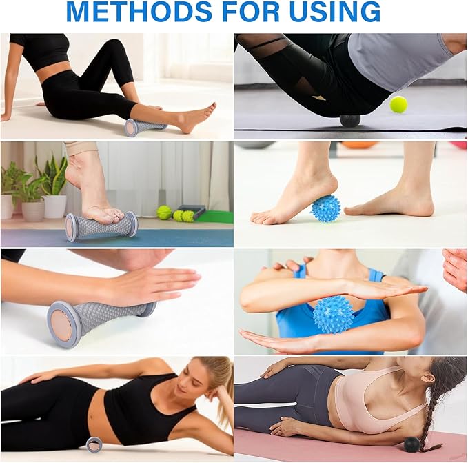 WOVTE Massage Lacrosse Ball for Sore Muscles, Shoulders, Neck, Back, Foot, Body, Deep Tissue, Trigger Point, Muscle Knots, Yoga and Myofascial Release (Blue) (Gray Blue Black)
