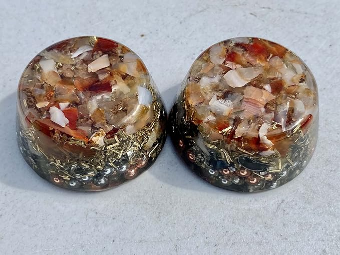 Carnelian Orgone Generator Energy Accumulator 528Hz/7.83Hz/Advance Harmonics Many Beautiful Ingredients and Colors! smtbscOG(Carnelian)