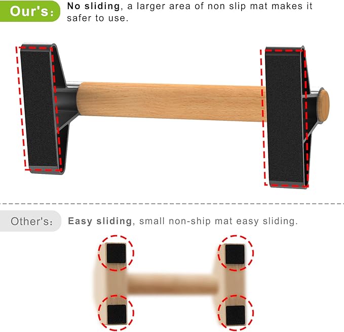 SELEWARE Wood push up bars Parallettes bars Anti-slip Handstand Bars for Calisthenics, Fitness, Floor workouts Solid Wood with Sturdy Metal Bracket, Support 600 lbs